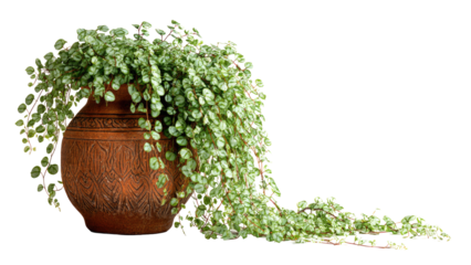 Potted Dichondra Silver Falls on transparent