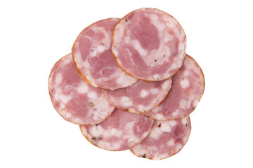 round piece of sausage isolated