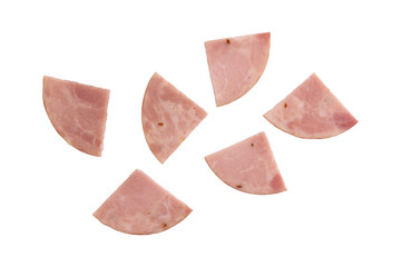 round pieces of ham isolated
