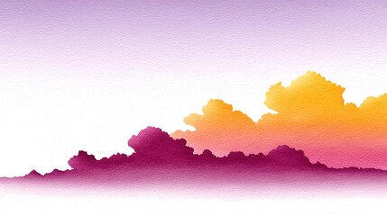 Soft watercolor clouds in vibrant purple and orange hues