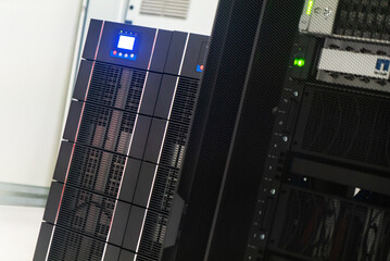 High-Tech Server Rack in Modern Data Center
