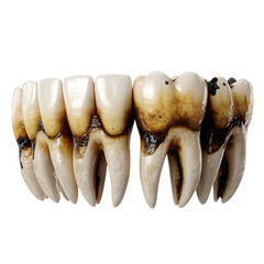 Human sick teeth with transparent background
