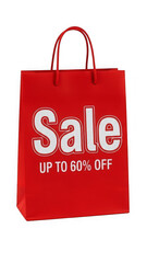 red shopping bag with sale sign