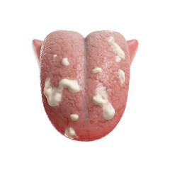 Human tongue with scattered white lesions and pinkish surface with Transparent Background