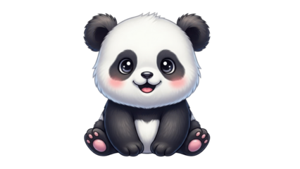 Adorable Smiling Baby Panda Bear Character Illustration for Children Design isolated PNG with Transparent Background