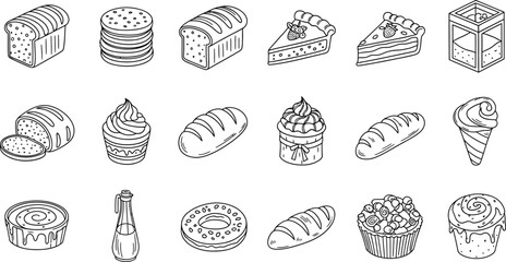 Assorted Baked Goods and Desserts Collection Illustration