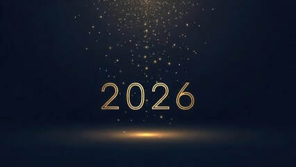 Golden 2026 numbers with falling sparkles new year