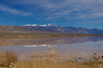 desert mountain lake in the morning