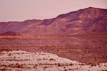 mountains in the desert at sunrise