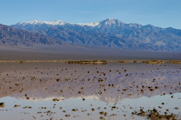 snow covered mountains in the desert