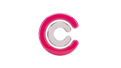 3D Letter C Logo in Pink and Silver on White