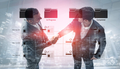 Task workflow system showing document progress through stages. Task tracking improves productivity, ensures visibility, task tracking supports planning, and task tracking manages status. Vouch