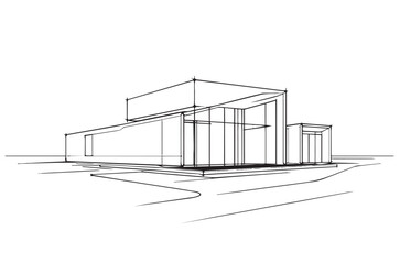 abstract modular architecture 3d illustration. Sketch