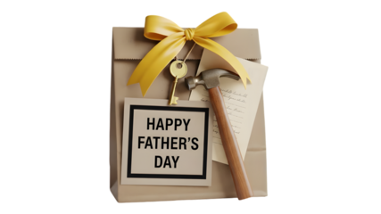Father s day gift with yellow ribbon and keys
