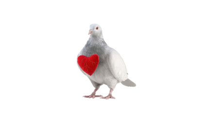 Dove with heart on transparent background