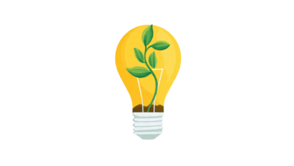 Green Energy: Plant Growing in Light Bulb