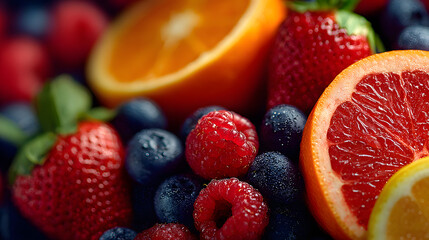 Refreshing dry january banner design featuring citrus fruits and berries