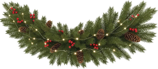 Christmas Garland with Pinecones and Berries Decoration