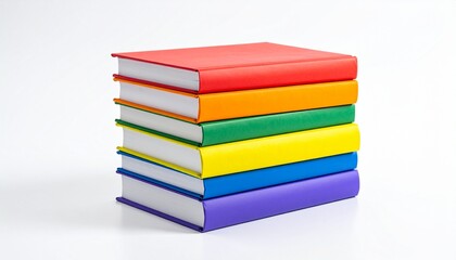 Stack of colorful books isolated on white background