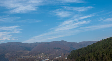 Settlement in the mountains near the sky