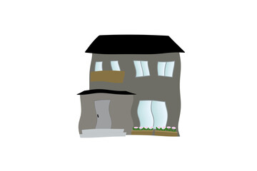 揺れる2階建ての家　黒 