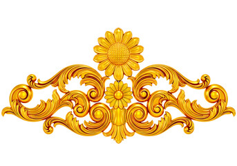 Golden Floral Ornate Design Element.