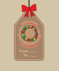 Let's Snow Illustration with  Branch Ball, Ribbon at Tag