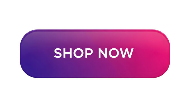 Gradient button with shop now text isolated on transparent background