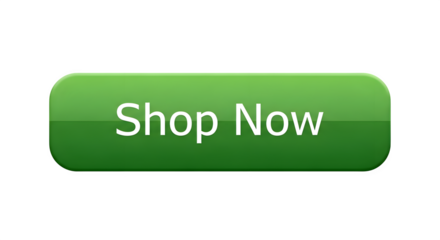 Green shop now button isolated on transparent background