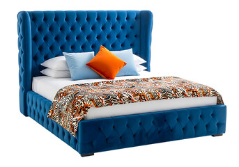 Luxurious Blue Velvet Bed Furniture.