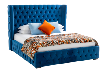 Luxurious Blue Velvet Bed Furniture.