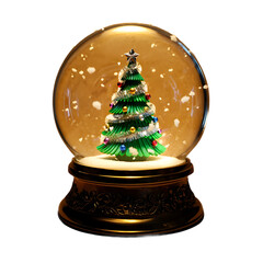 Shiny Christmas Tree In Snow Globe