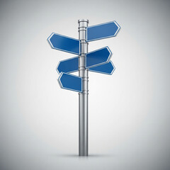 Obraz premium Blank Blue Multi-Directional Signpost Mockup on a Gradient Grey Background