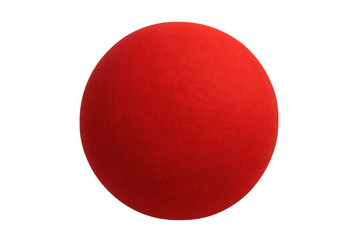 Red felt sphere object on transparent background. Vibrant abstract geometric form for design and concept