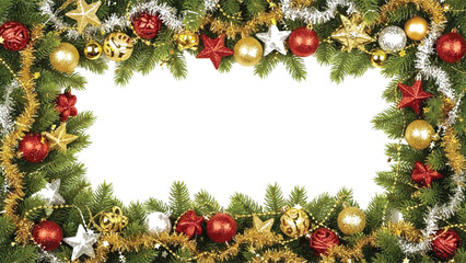Christmas Garland Frame with Ornaments and Stars