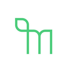 Letter M leaf minimalist logo