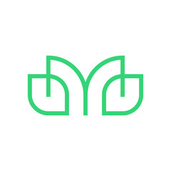 Letter M leaf line creative logo