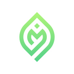 Letter M leaf modern minimalist logo