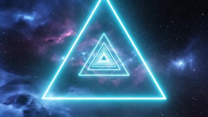 Abstract neon triangles tunnel animated background for modern designs - Powered by Adobe