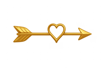 Golden heart arrow for valentine's day love concept