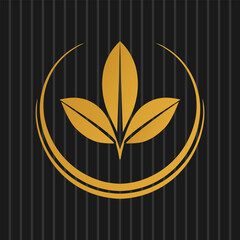Logo Design Template With Golden Leafs