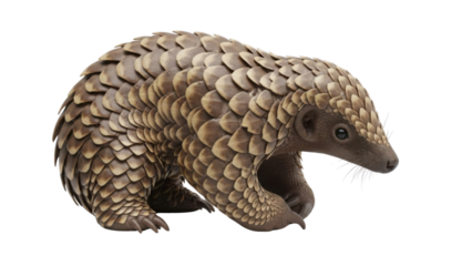 Realistic Illustration of Scaly Pangolin Mammal isolated PNG with Transparent Background