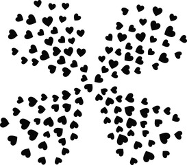 Scattered Black Hearts Pattern on White Background - Abstract Love and Romance Design