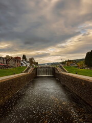 First of a five-lock series on the Caledonian Canal, a stairway for lifting ships from nearby Loch Ness onto the waterway. Fort Augustus-Scotland-200