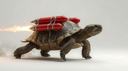 High-Speed Tortoise Concept with Active Jet Boosters and Clean Light Backdrop