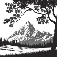 Fototapeta premium Mountain base with wide foreground space realistic