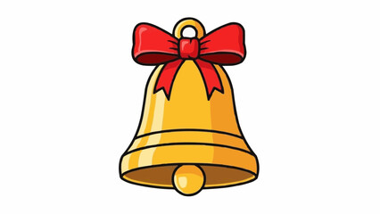 Minimal Christmas Bell with Ribbon &ndash; Vector Illustration