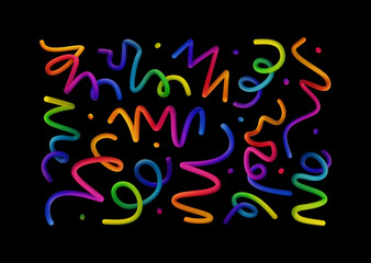 Colorful Abstract Rainbow Lines on a Black Background