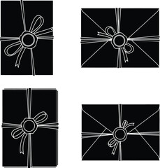 Elegant Black & White Gift Seals: Mystery Envelopes with Wax Ribbons