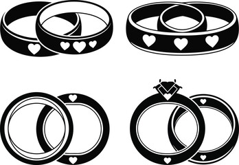 Elegant Wedding Rings Collection with Heart Details - Engagement and Marriage Symbols
